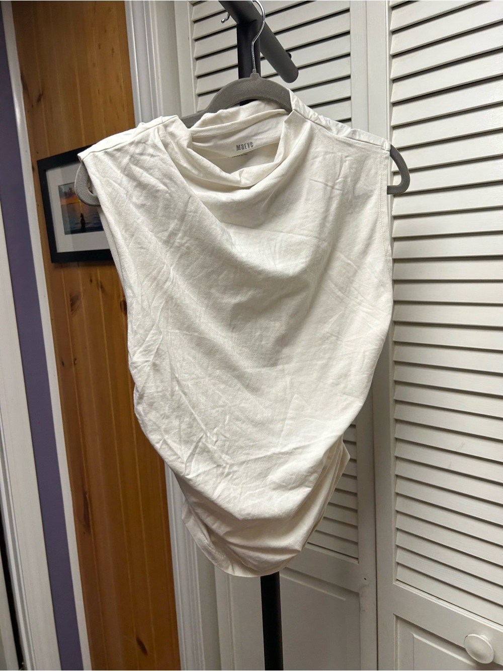 NWOT MAEVE mock neck muscle tee white